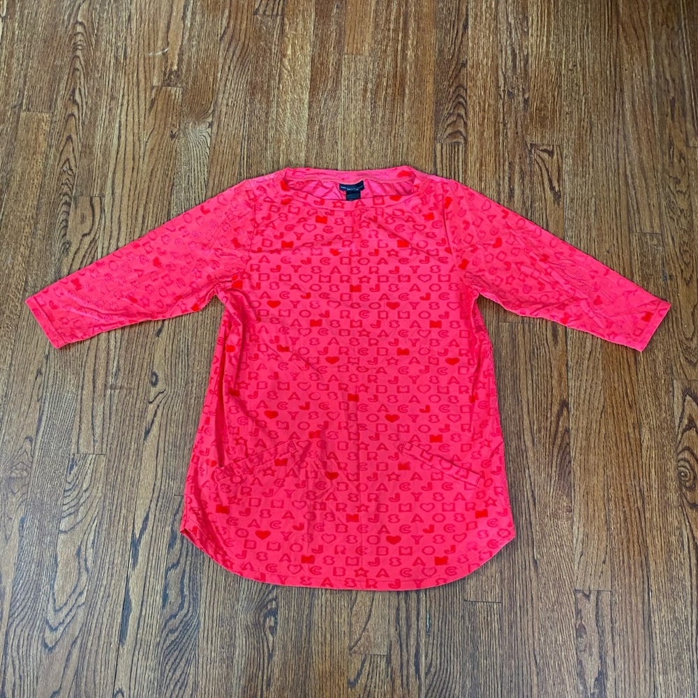 Marc by Marc Jacobs Swimwear Red Velour Coverup Textured Monogram Size Small